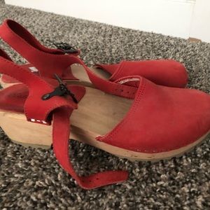 Red Wooden Clogs